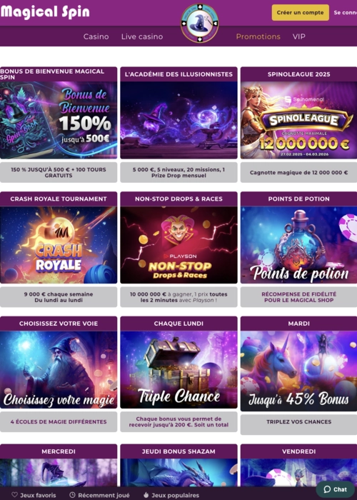 Offres bonus casino exclusives Magical Spin